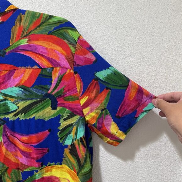 Farm Rio Tropical Button Down Shirt Banana Beaks Floral Mixed Print Sz S - Picture 7 of 9